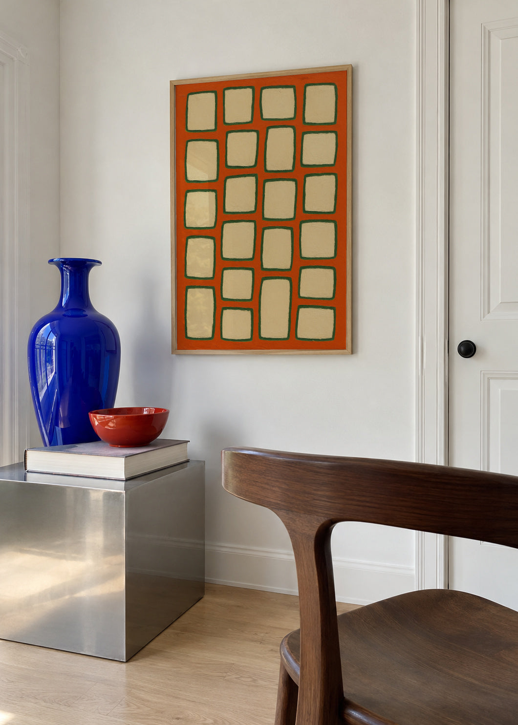 Terracotta Grid - Framed poster in an interior