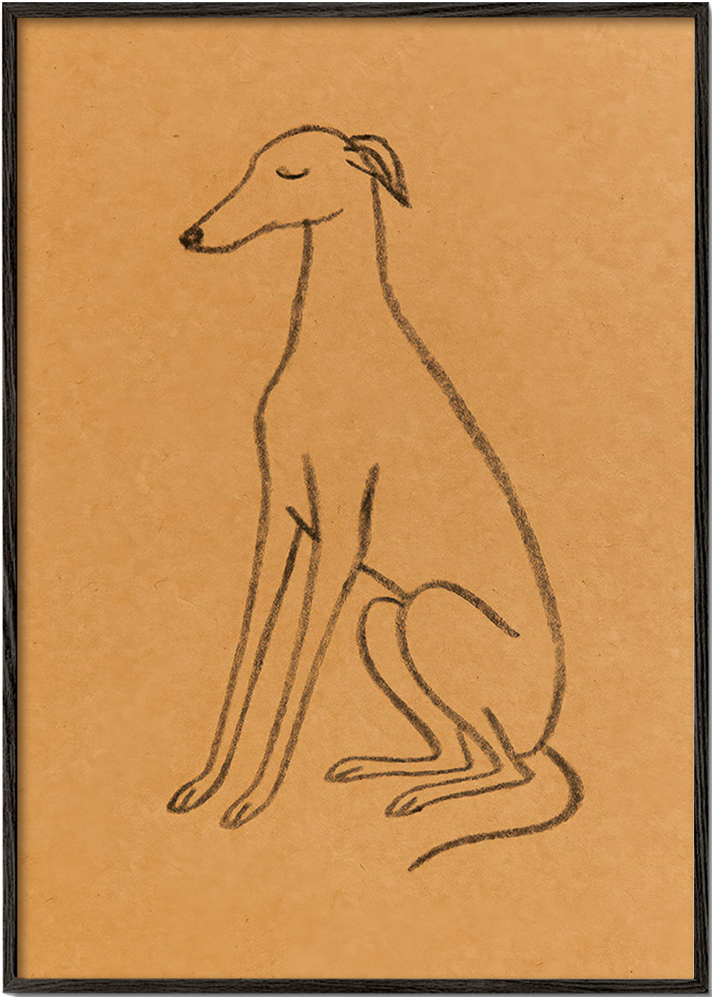 Cuadro silueta de galgo en línea minimal – Black Frame