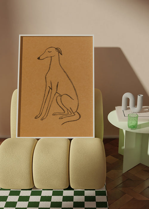 Cuadro silueta de galgo en línea minimal – Product1