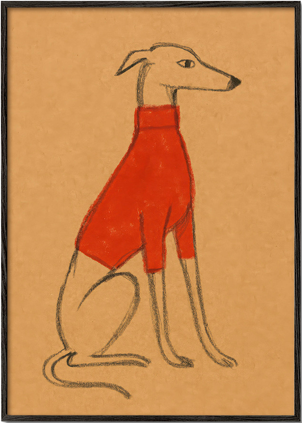 Ilustración de galgo con jersey rojo – Black Frame