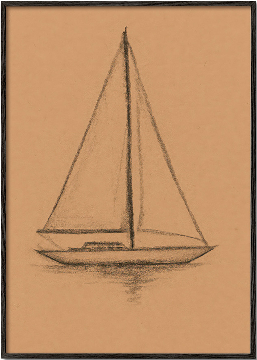 Cuadro en blanco y negro: velero en carboncillo – Black Frame