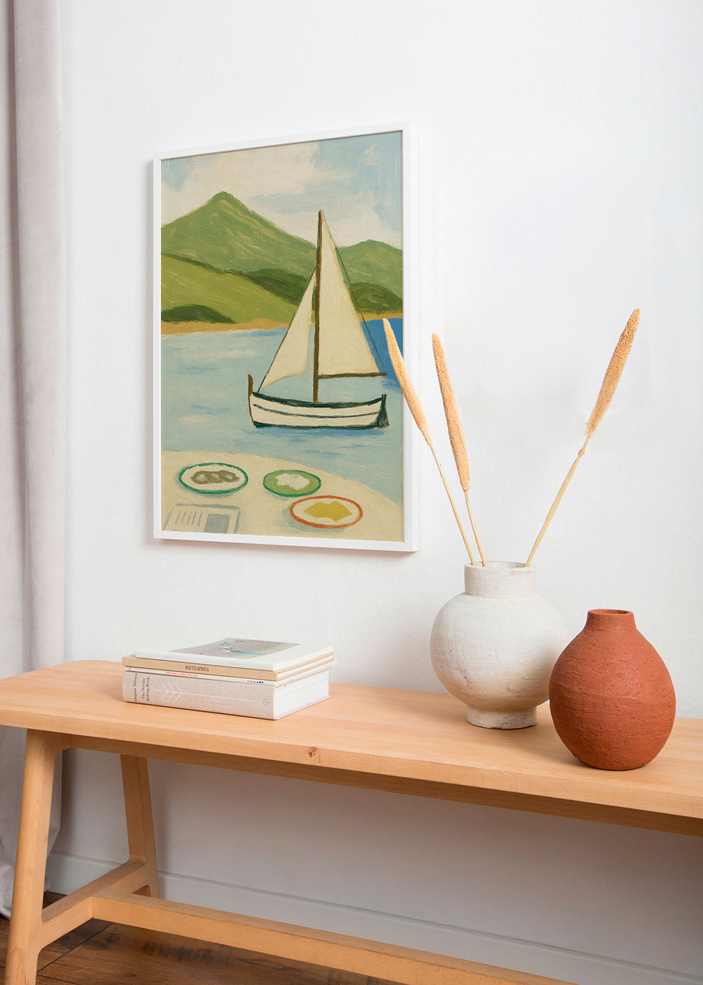 Cuadro de paisaje con vela en lago – Product1