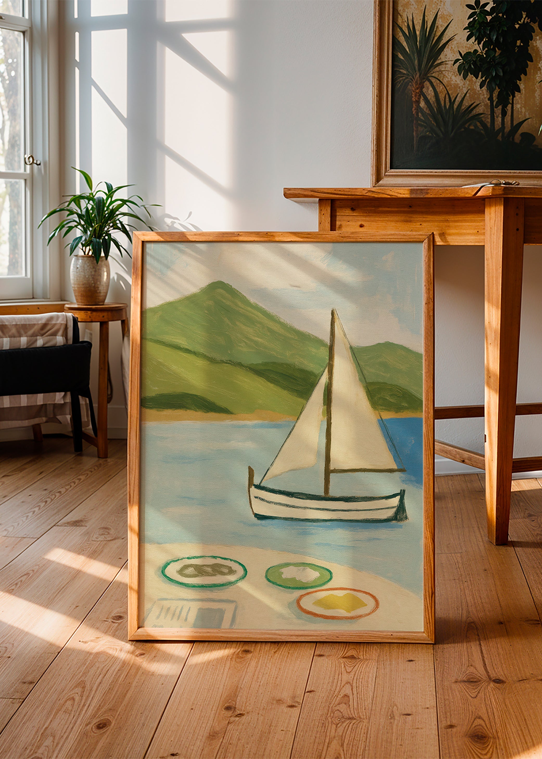 Cuadro de paisaje con vela en lago – Product2