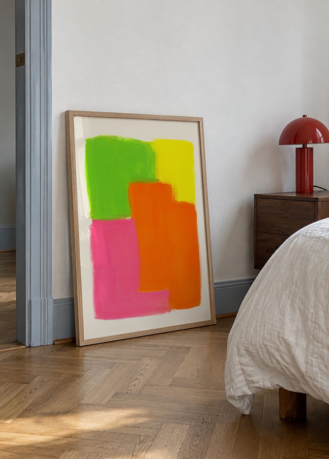 Neon Pulse I - Framed poster in an interior