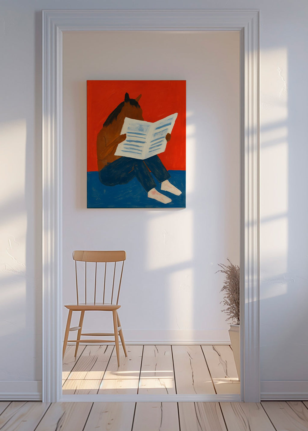 Cuadro de caballo leyendo el periódico – Canvas