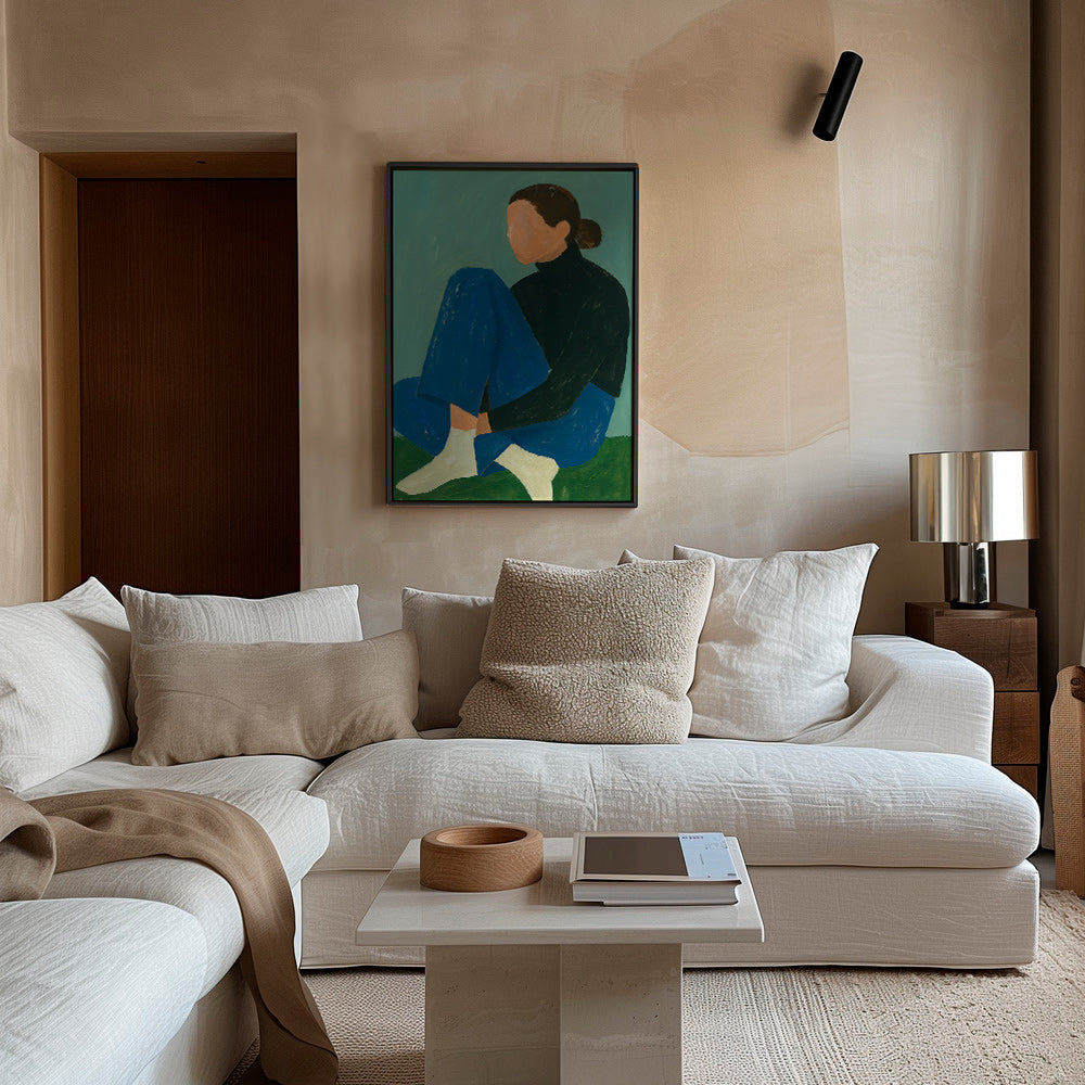 Ilustración de figura sentada minimalista – Canvas1