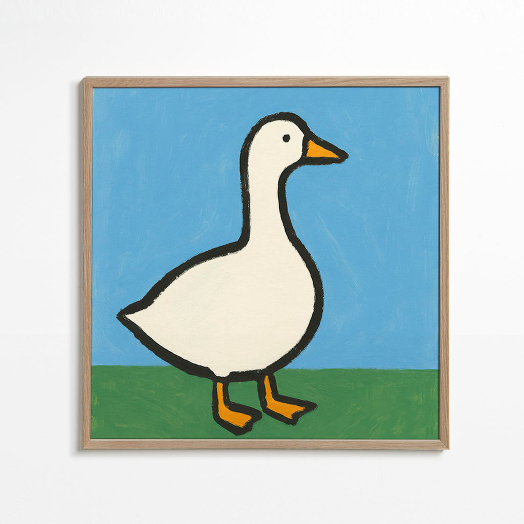 Cuadro ganso ilustrado – Oak Frame
