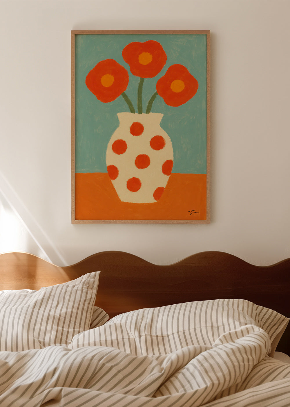 Lámina botánica con jarrón de lunares rojos – Product2