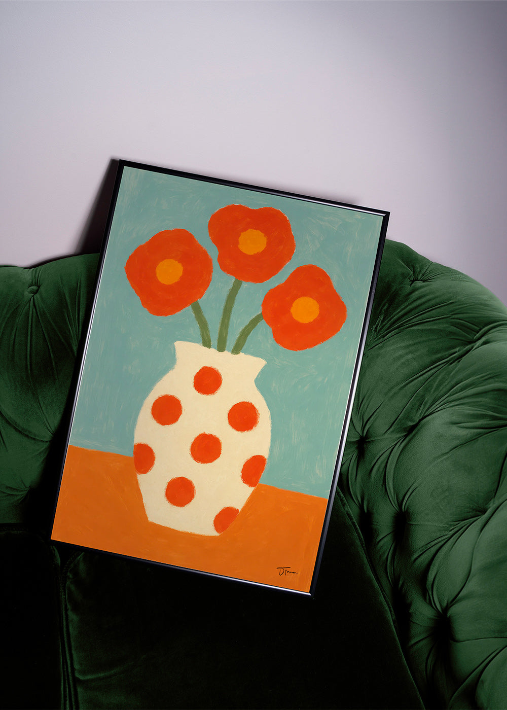 Lámina botánica con jarrón de lunares rojos – Product3