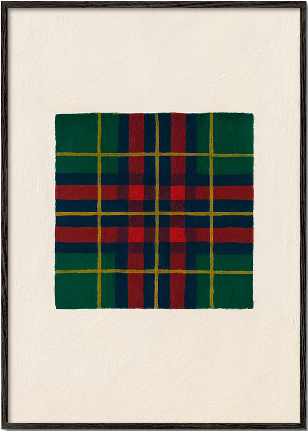 Cuadro geométrico con trama tartán pintada a mano – Black Frame
