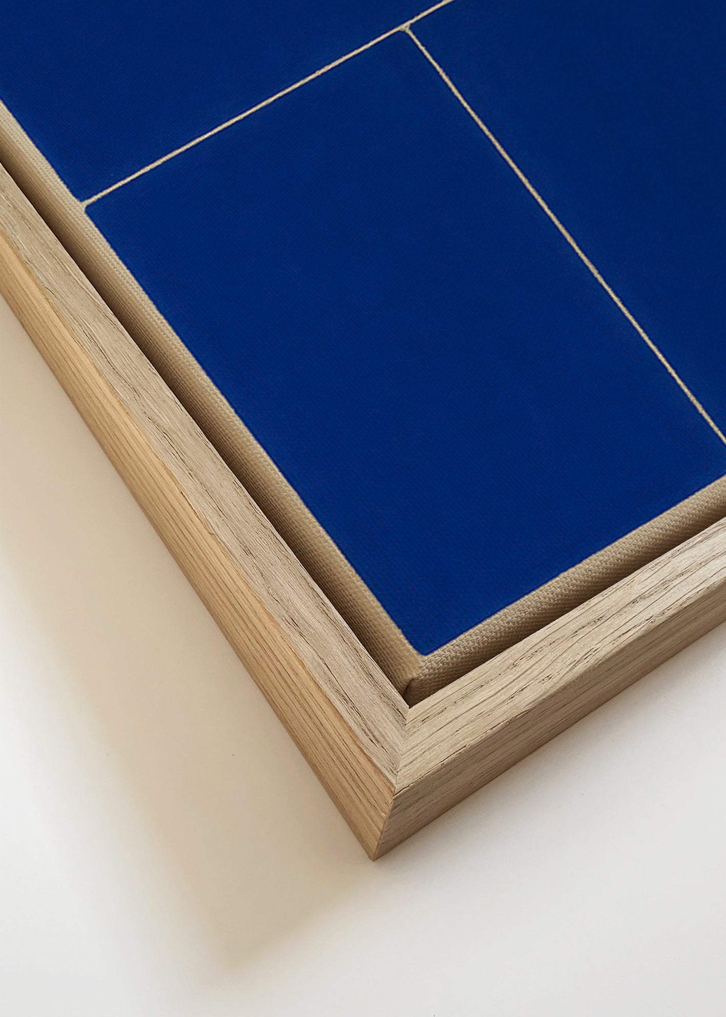 Cuadro geométrico con bloques azules – Canvas detail