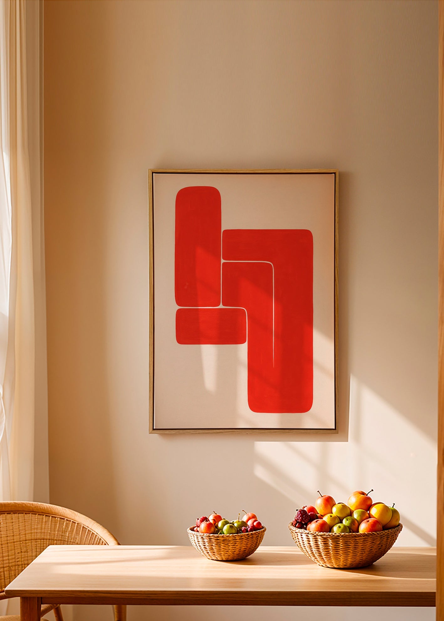 Cuadro geométrico con formas L rojas – Canvas2