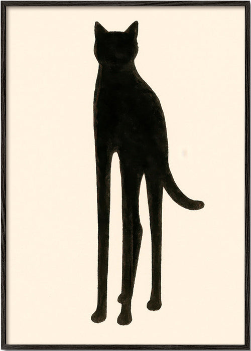 Cuadro de gato en silueta alargada – Black Frame
