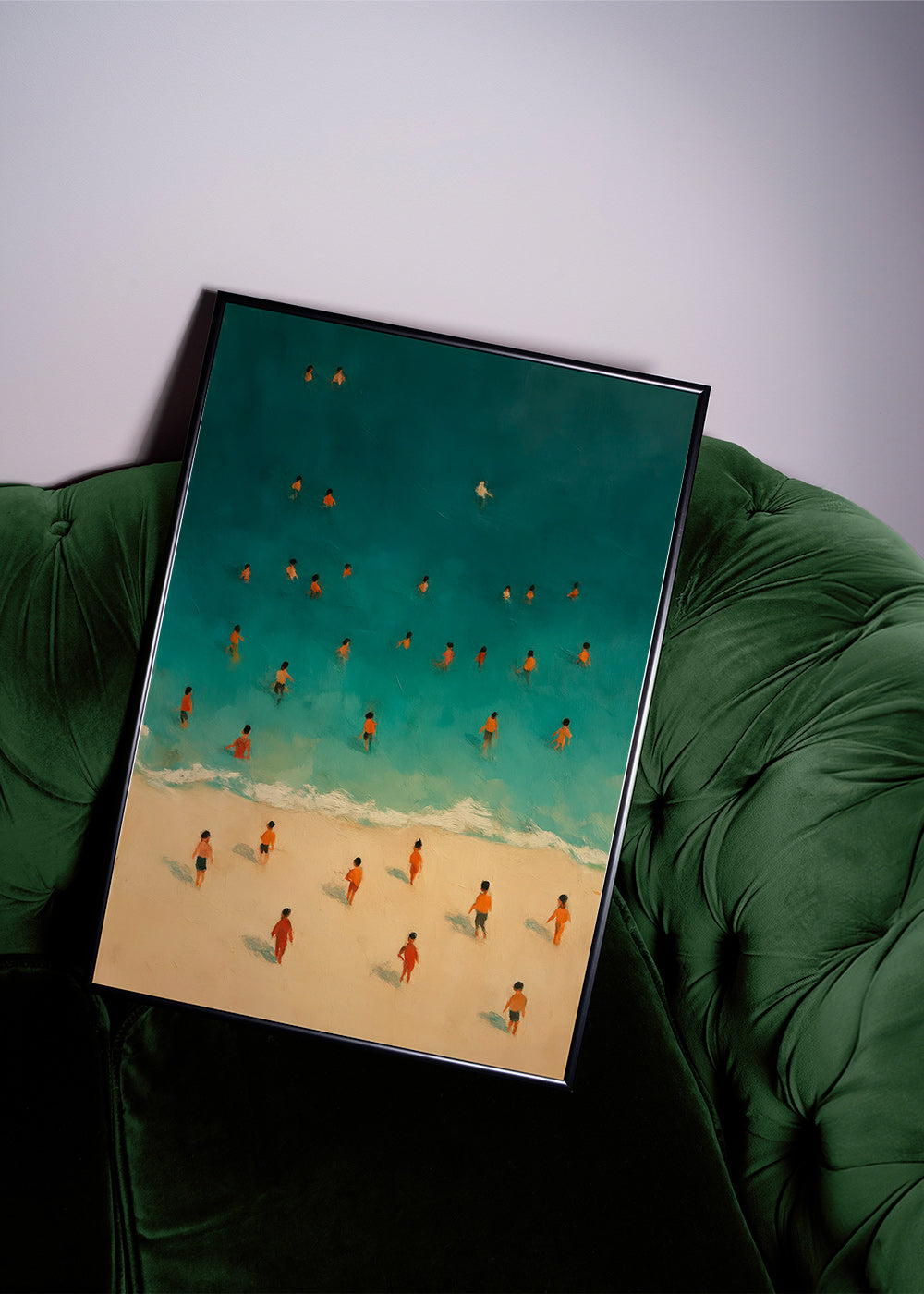 Cuadro de paisaje: playa vista aérea con bañistas – Product3