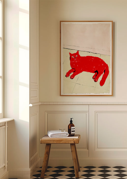 Cuadro gato rojo tumbado – Product1