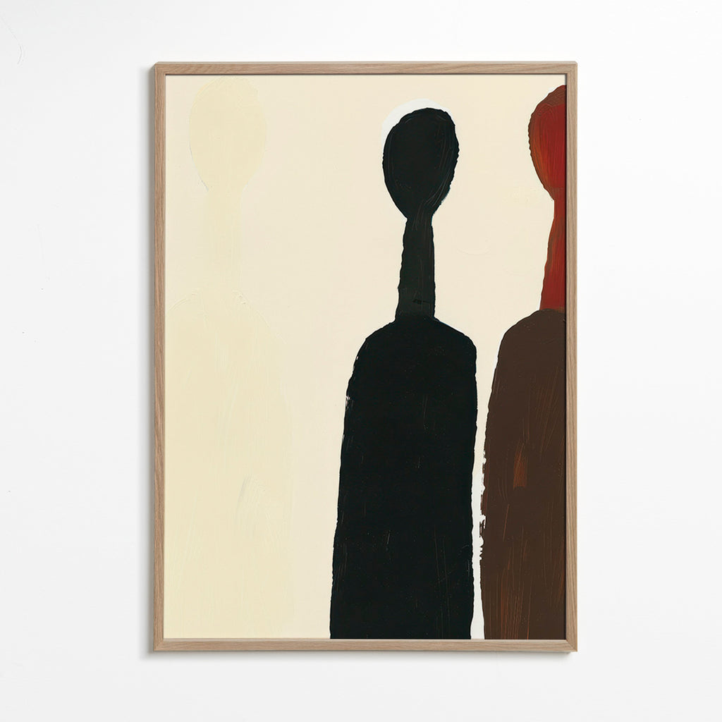 Cuadro abstracto de siluetas alargadas – Oak Frame