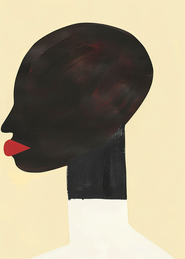 Ilustración de perfil con labios rojos