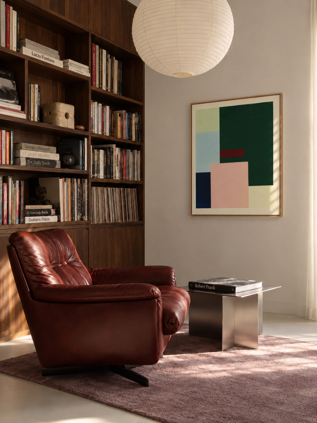 Pastel Construction II - Framed canvas in an interior