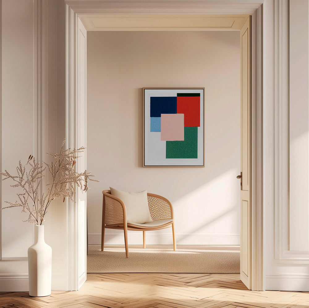 Cuadro geométrico con bloques de color superpuestos – Canvas1