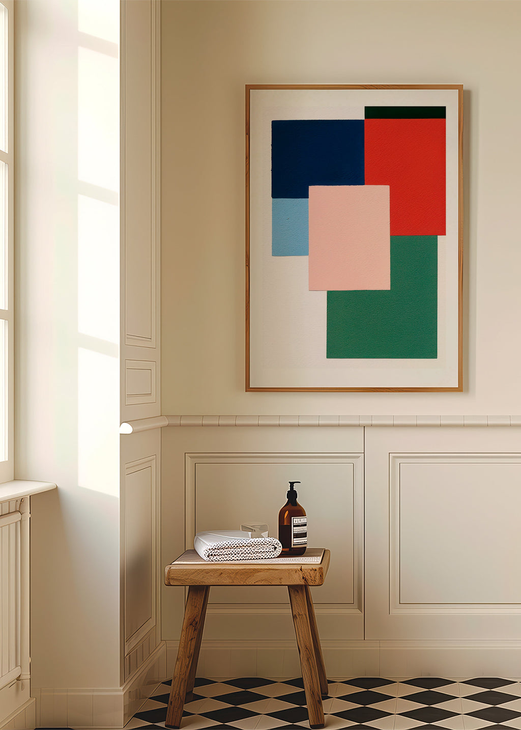 Cuadro geométrico con bloques de color superpuestos – Product1