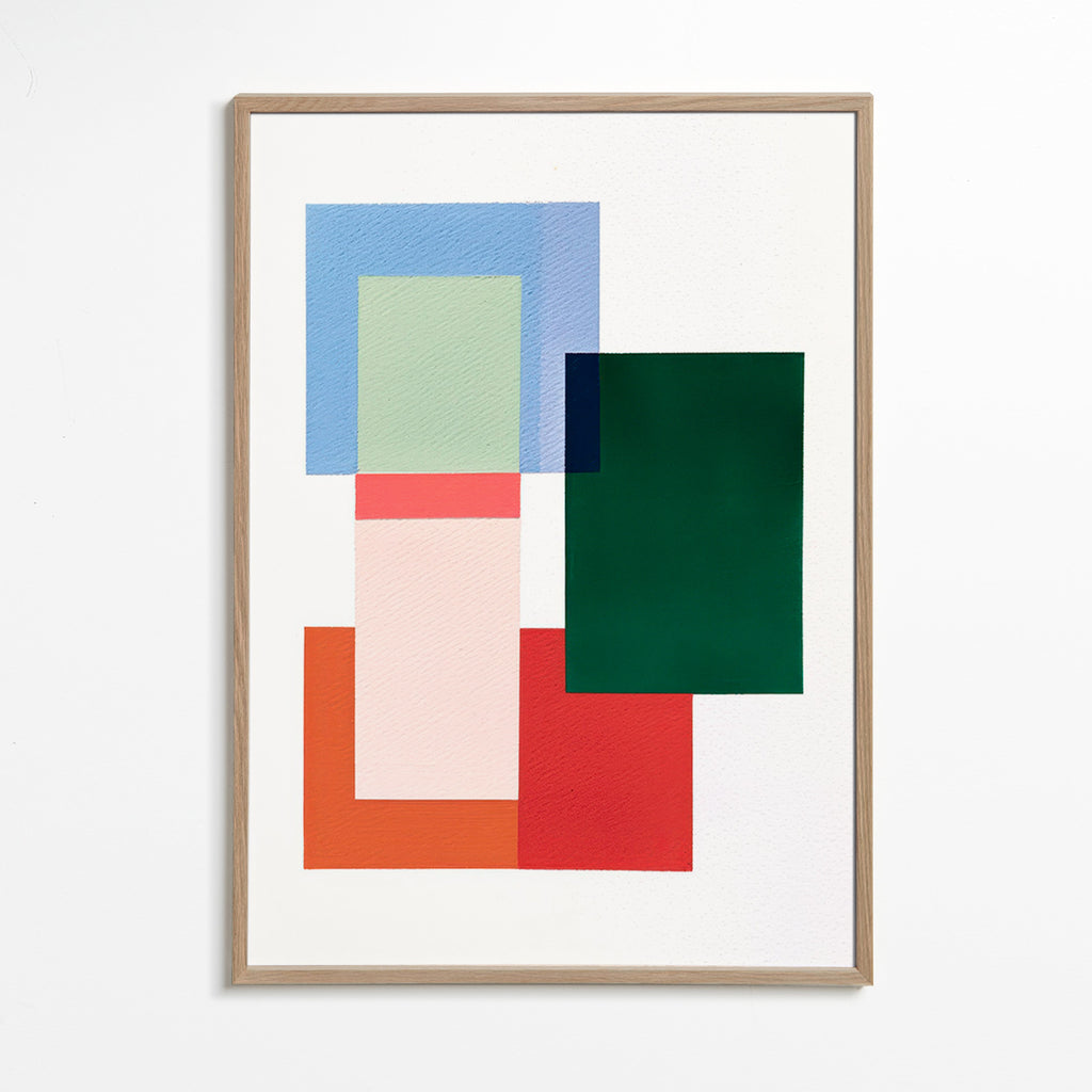 Cuadro abstracto de rectángulos superpuestos – Oak Frame