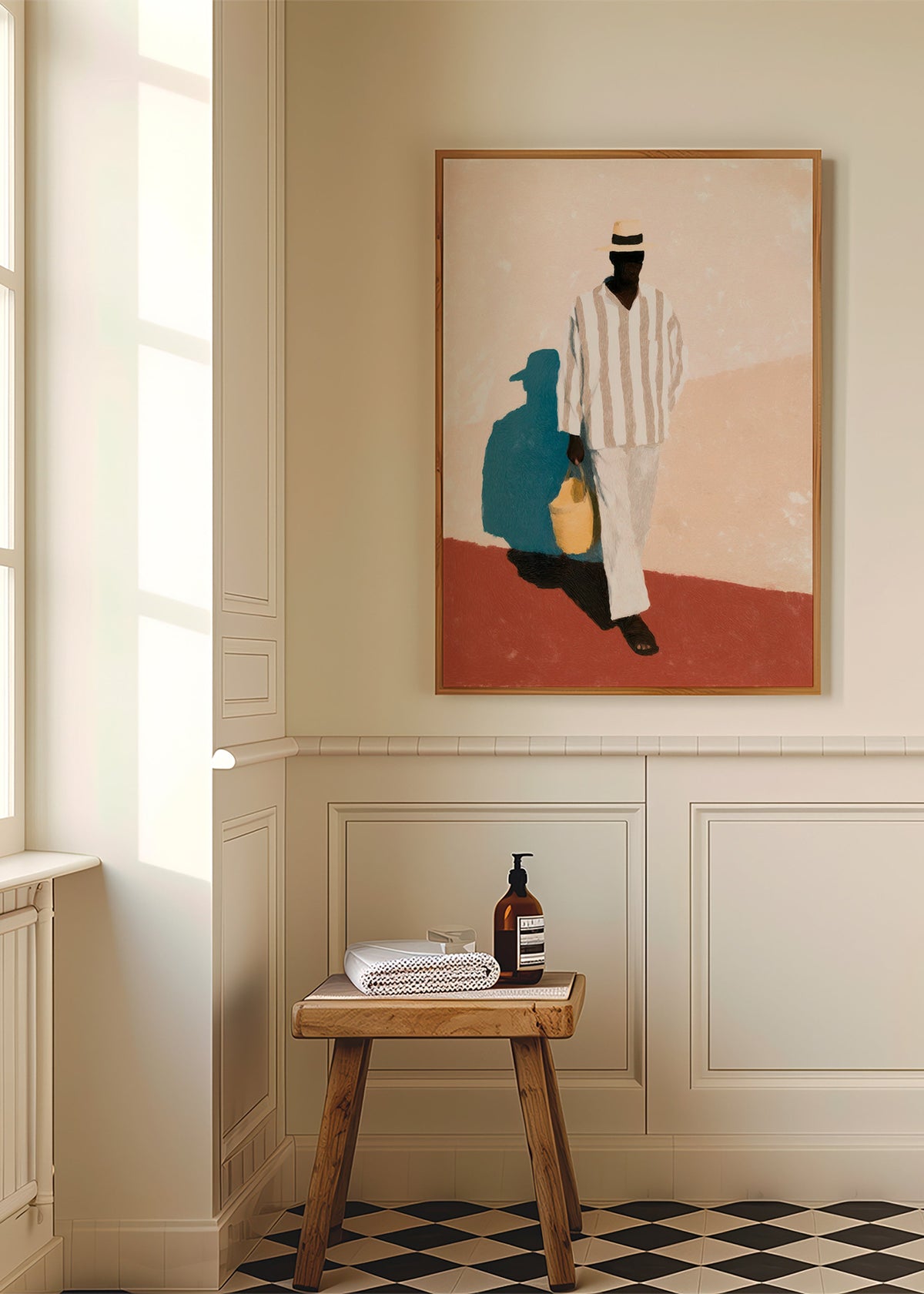 Cuadro minimalista con figura masculina y sombra alargada – Product1