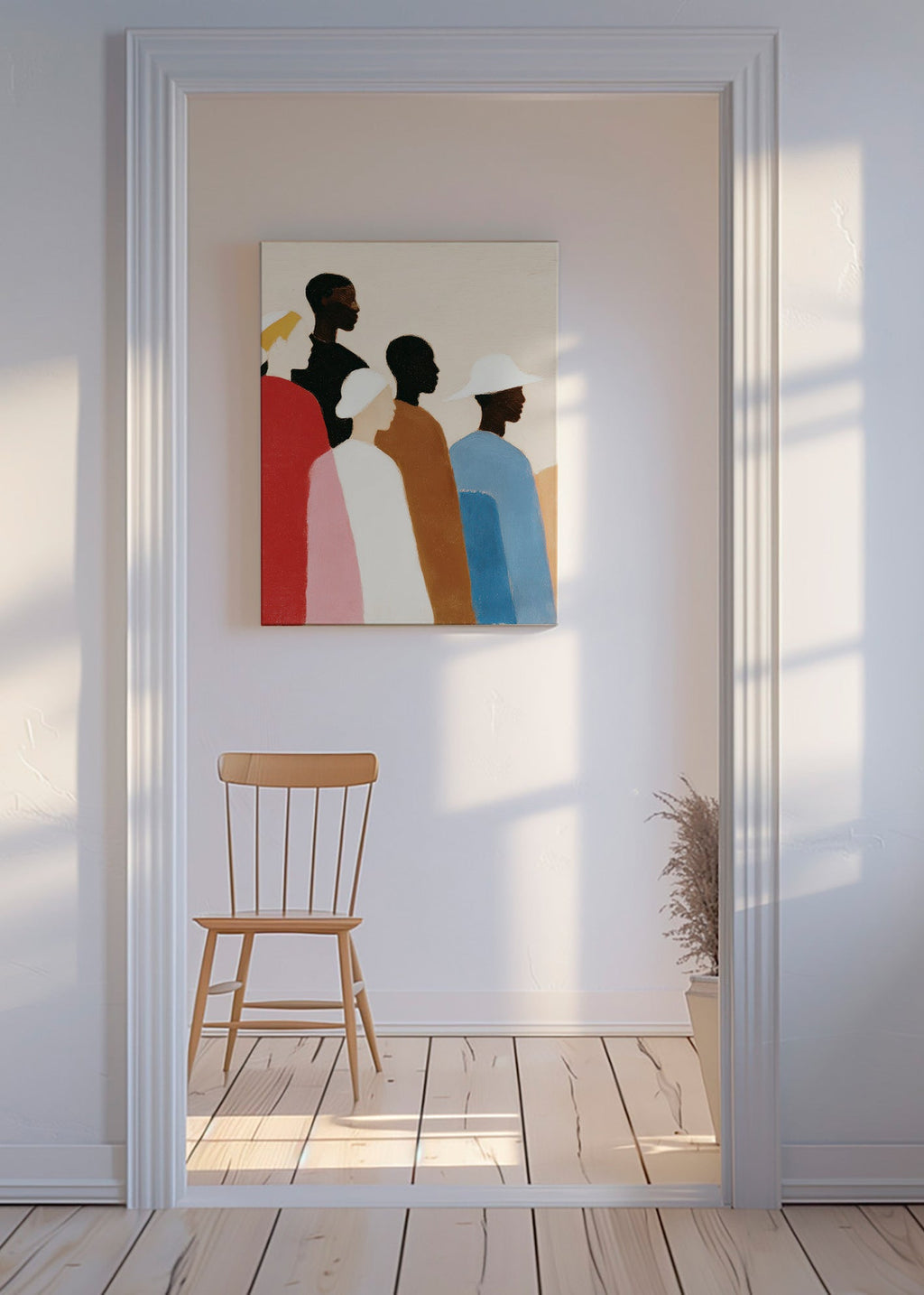 Cuadro abstracto de figuras en fila – Canvas