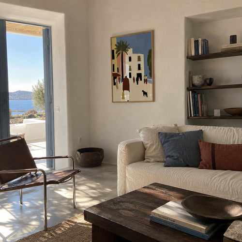 Mediterranean Walk - Framed poster in an interior