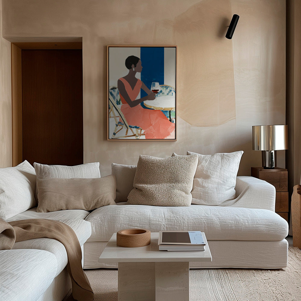 Cuadro de cocina con figura femenina y copa coral – Canvas2