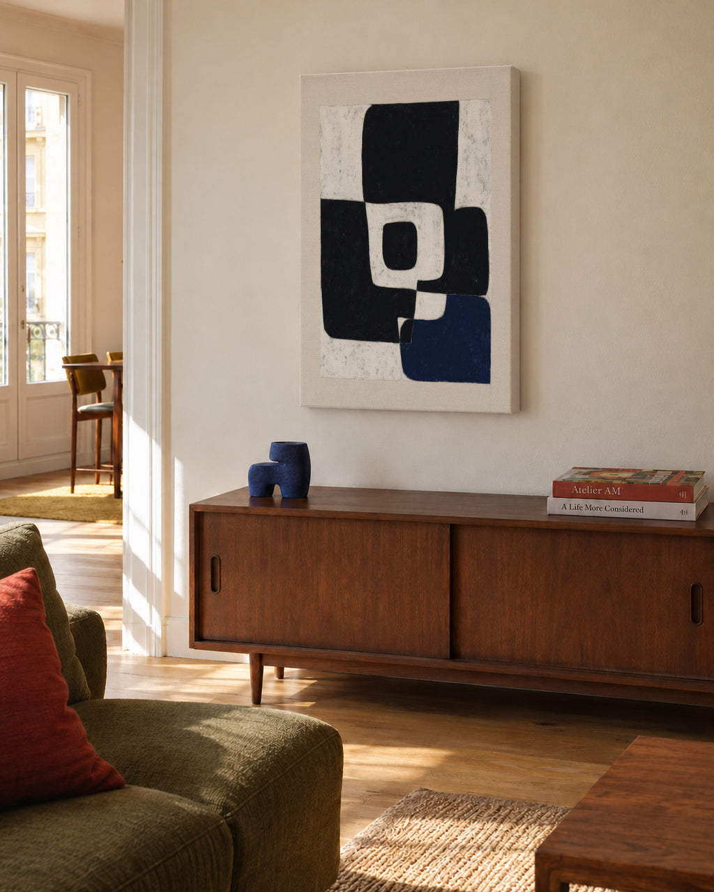 Duality in Black - Unframed canvas in an interior