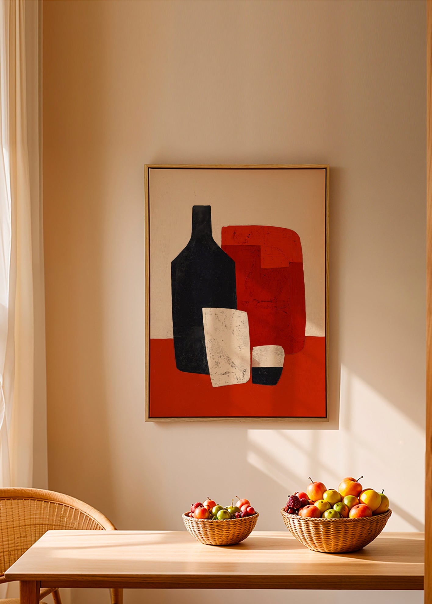 Cuadro de cocina geométrico con botella y copas – Canvas2