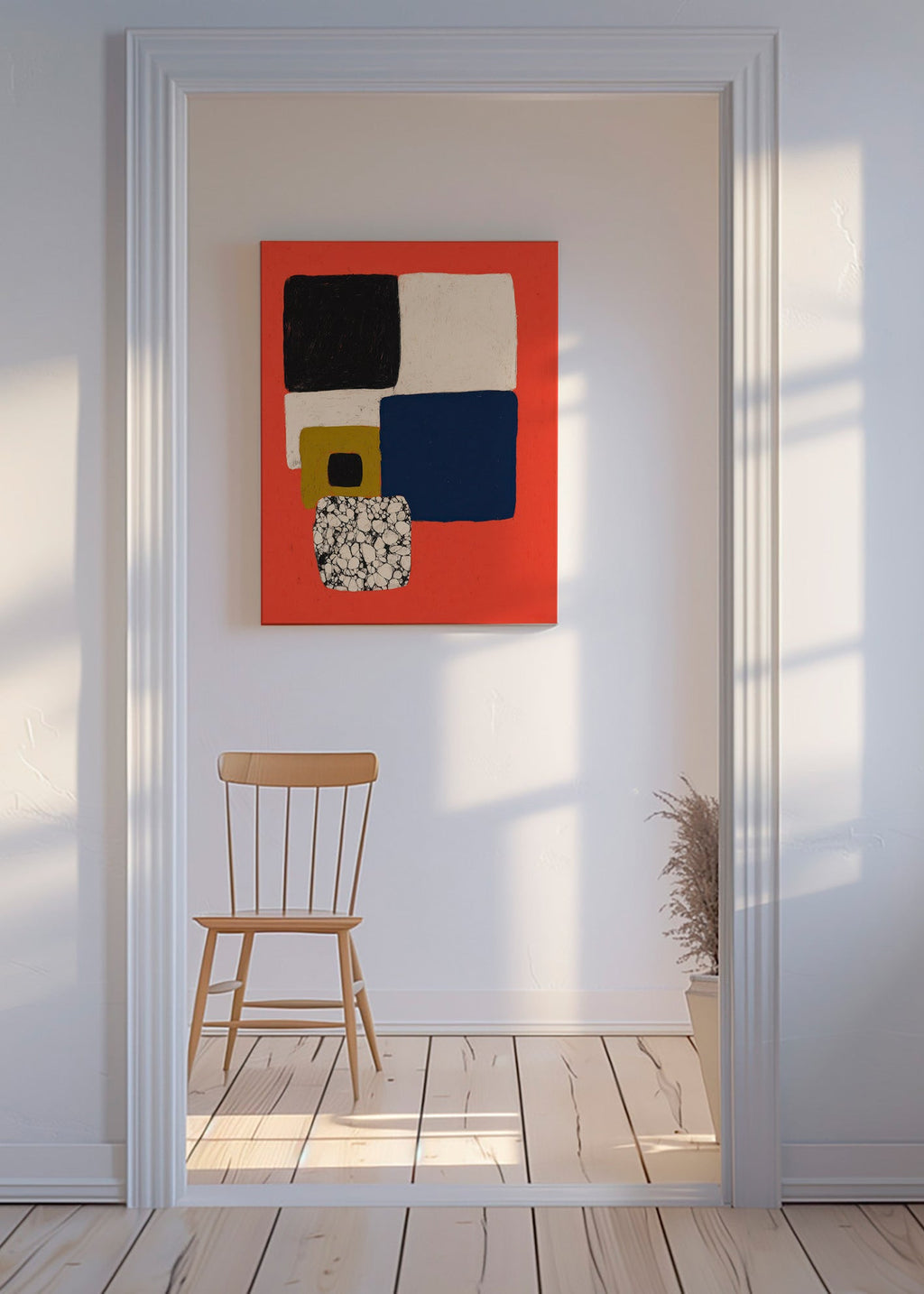 Cuadro geométrico en rojo y azul – Canvas