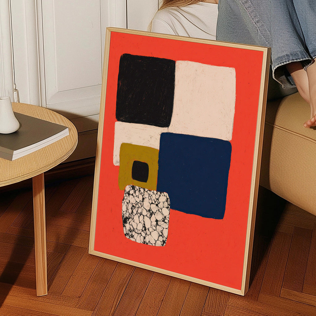 Cuadro geométrico en rojo y azul – Product2