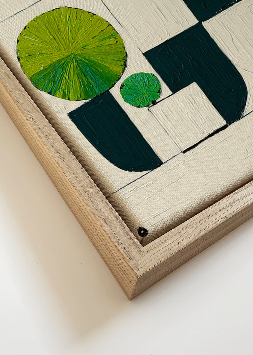 Lámina botánica geométrica con hojas verdes – Canvas detail