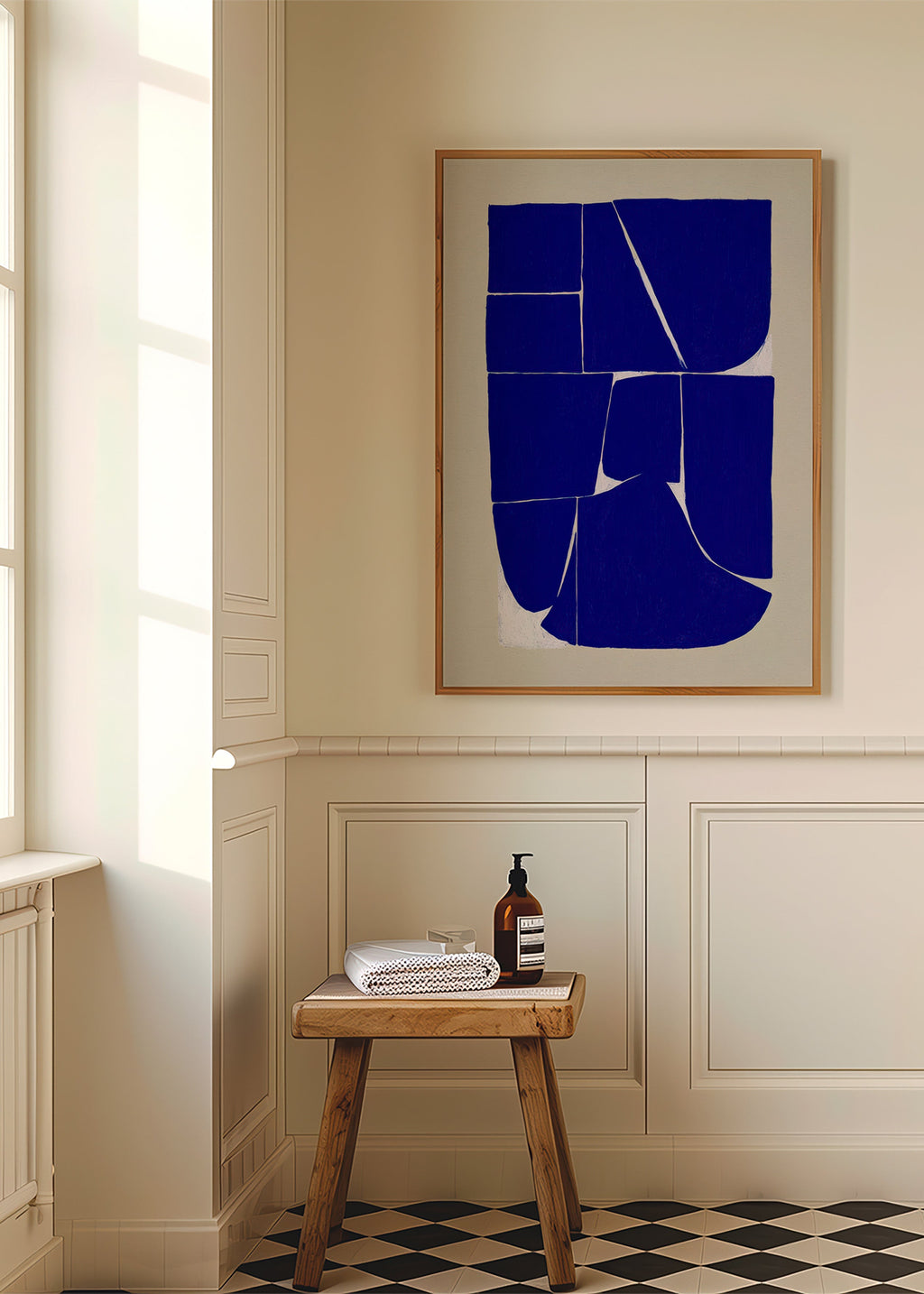 Cuadro geométrico en azul intenso con bloques orgánicos – Product2