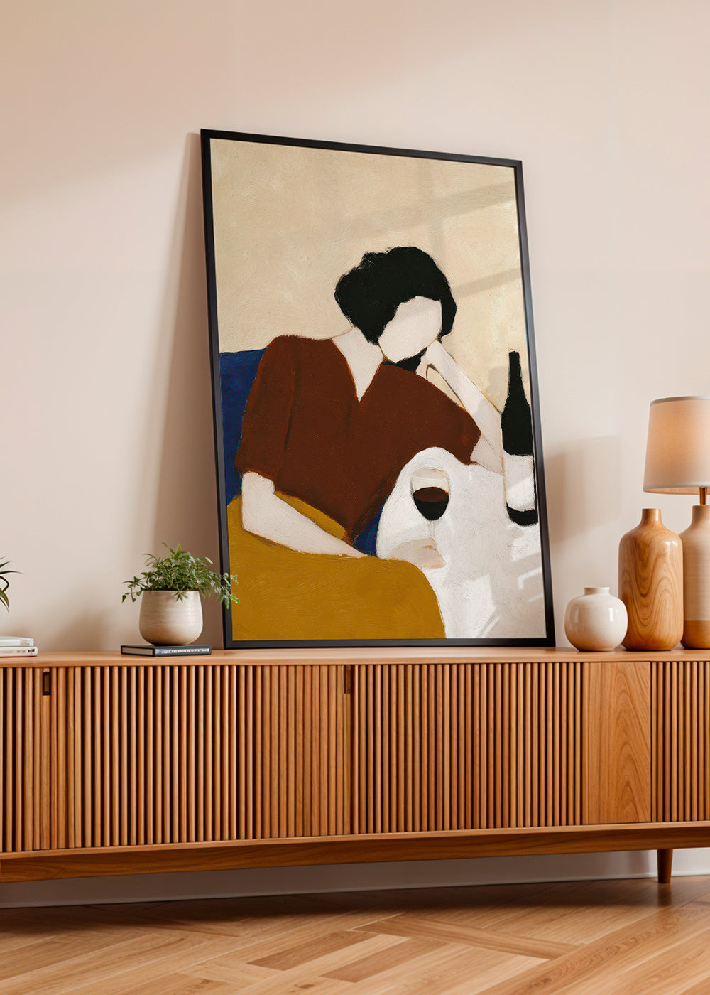 Cuadro de cocina con figura y copa de vino – Product1