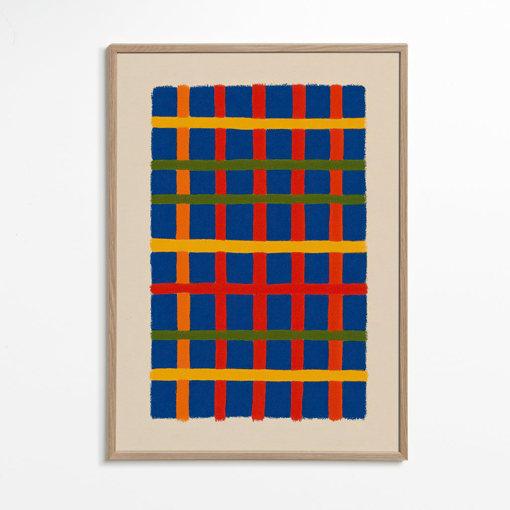Cuadro geométrico rejilla cromática vertical – Oak Frame