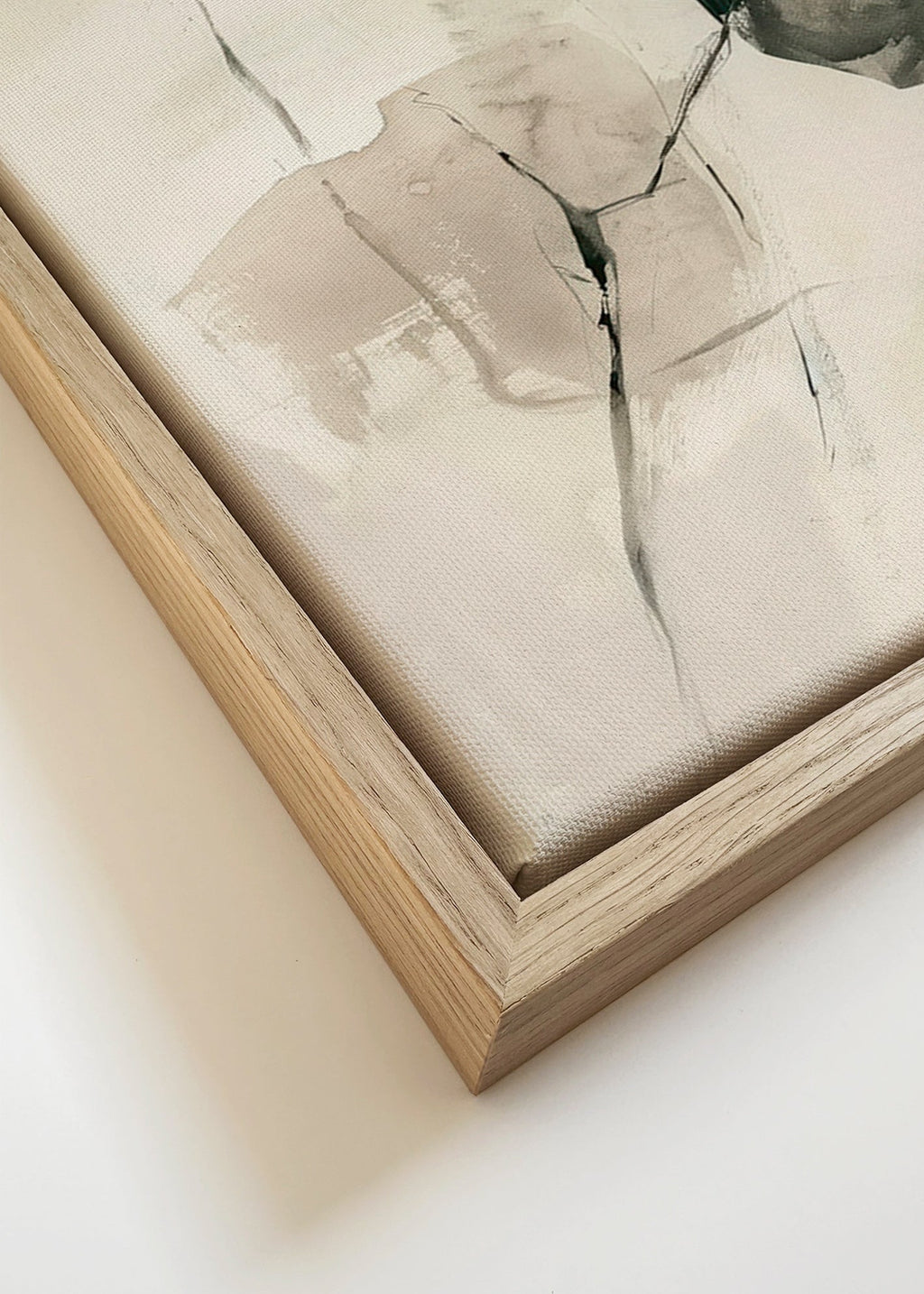 Cuadro abstracto en tinta y espacios sutiles – Canvas detail