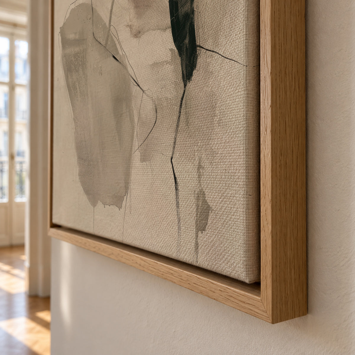 Ink in Repose III - Framed canvas detail