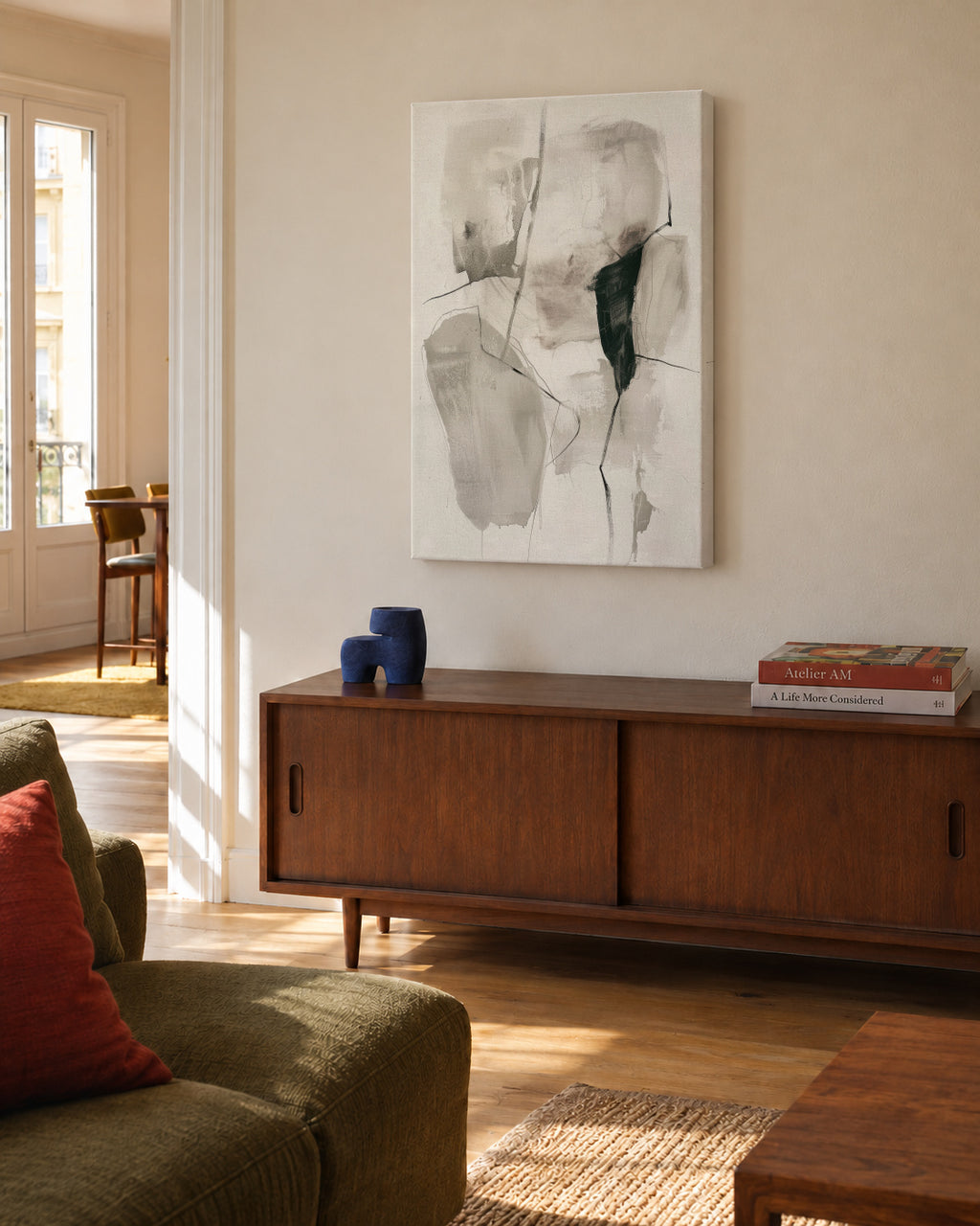 Ink in Repose III - Unframed canvas in an interior