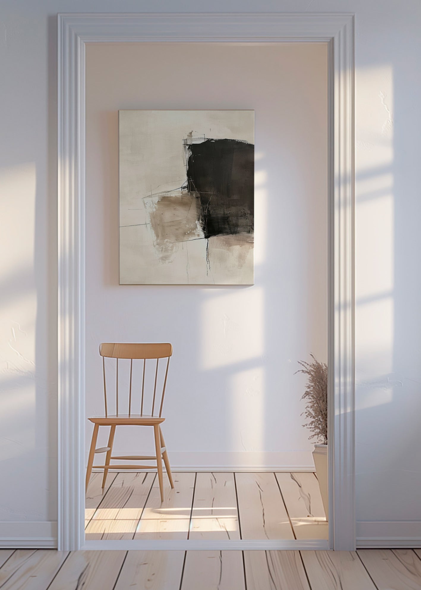 Cuadro abstracto con contraste oscuro y arenas – Canvas