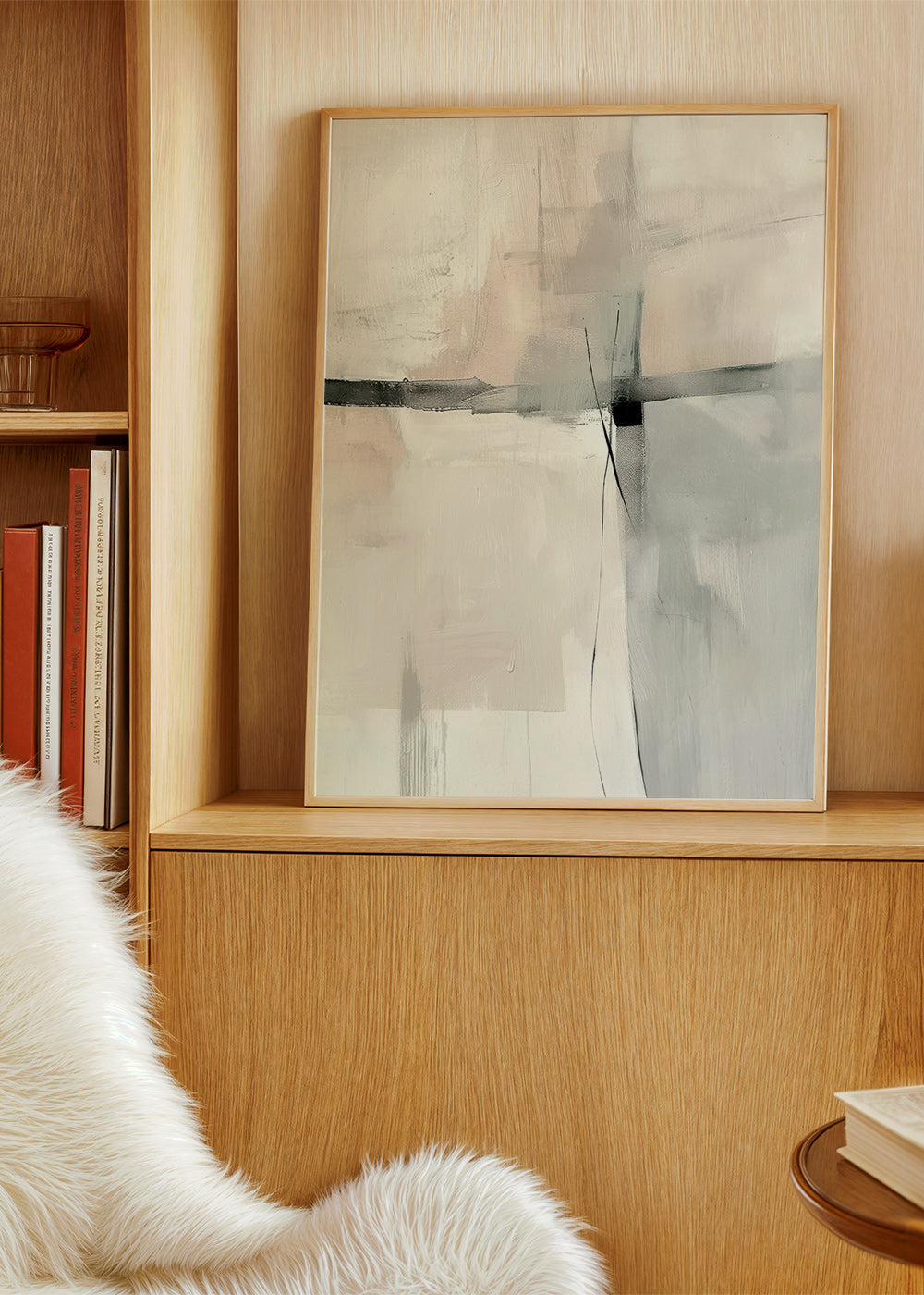 Cuadro abstracto con líneas y planos grises – Product3