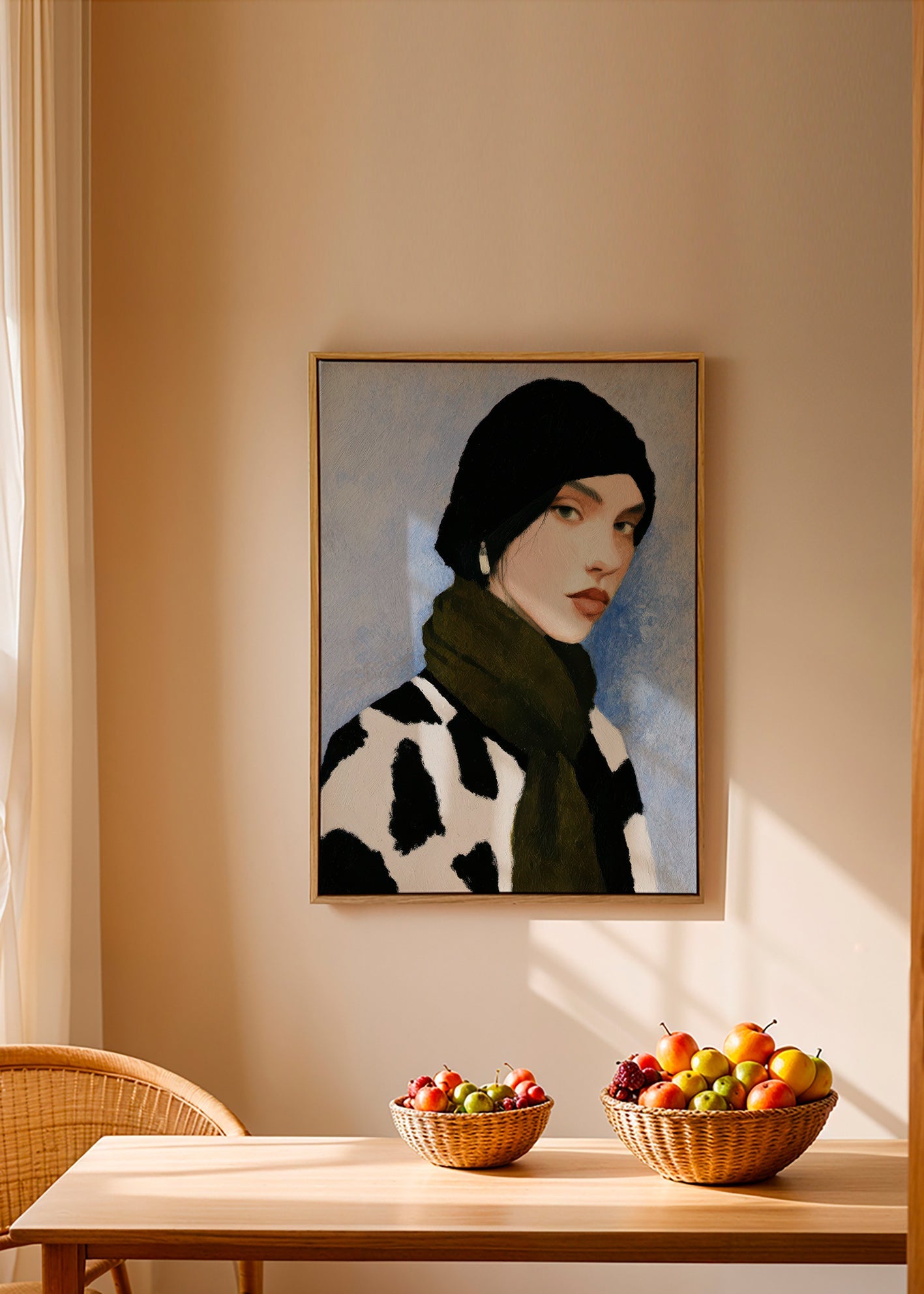 Ilustración de retrato con estampado vaca – Canvas2