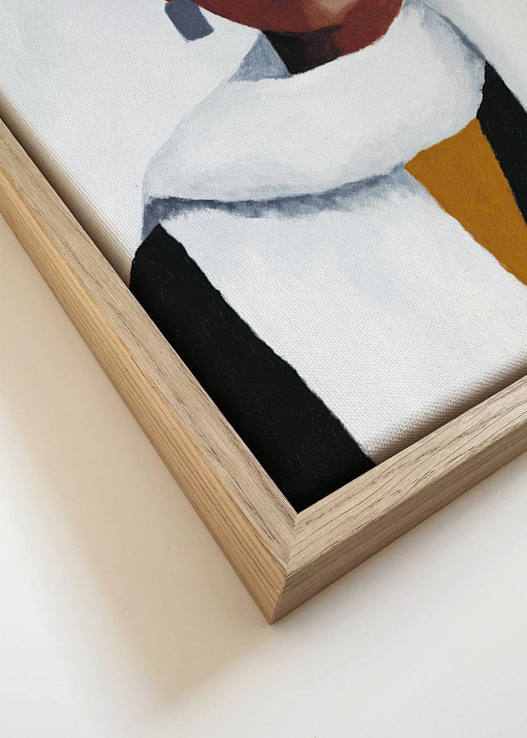 Ilustración de retrato femenino con bufanda blanca – Canvas detail