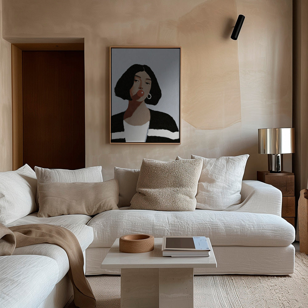 Ilustración retrato femenino con chicle – Canvas2