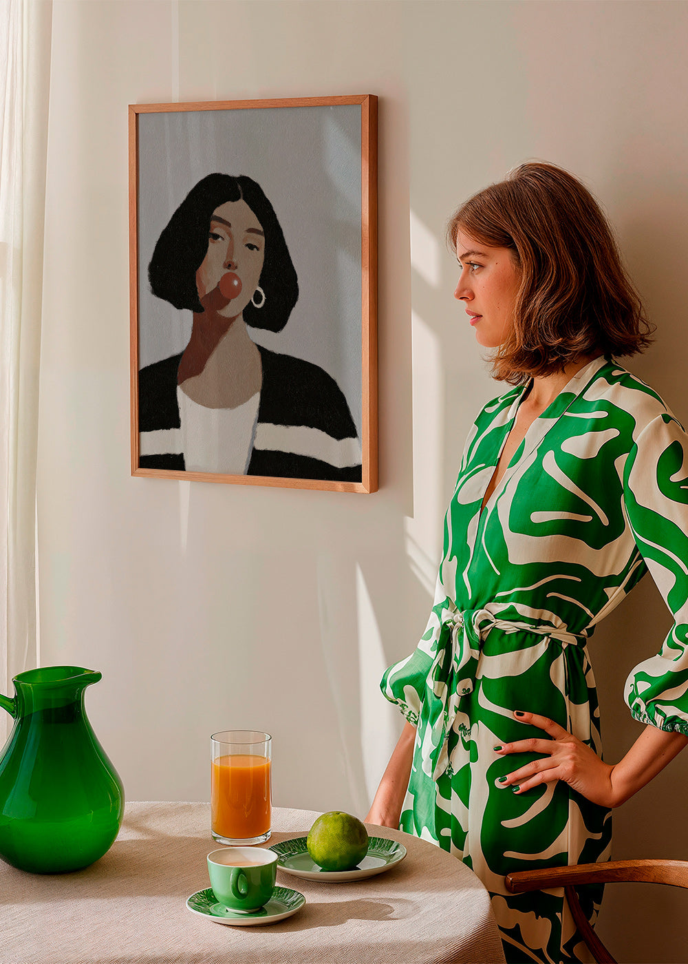 Ilustración retrato femenino con chicle – Product1