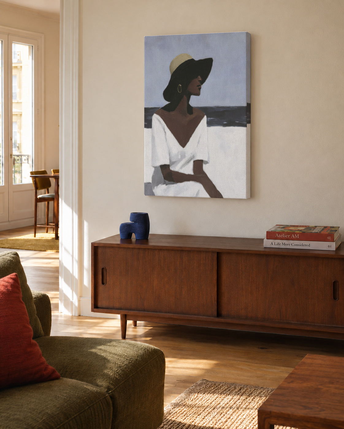White Dress Horizon - Unframed canvas in an interior