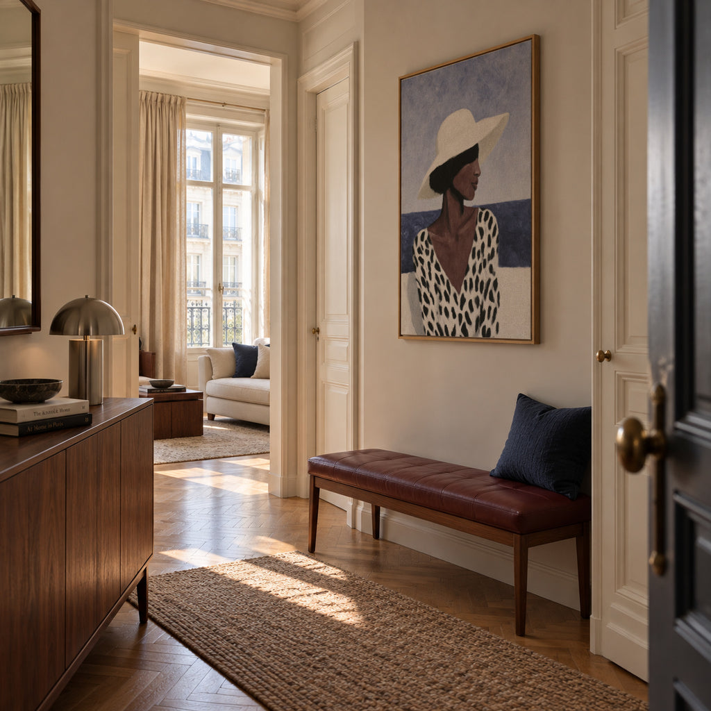 Polka Dot Breeze - Framed canvas in an interior
