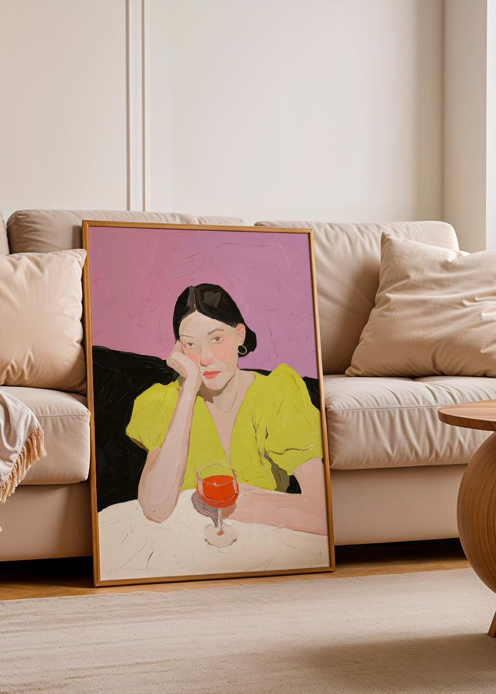 Ilustración de retrato femenino con copa – Product3