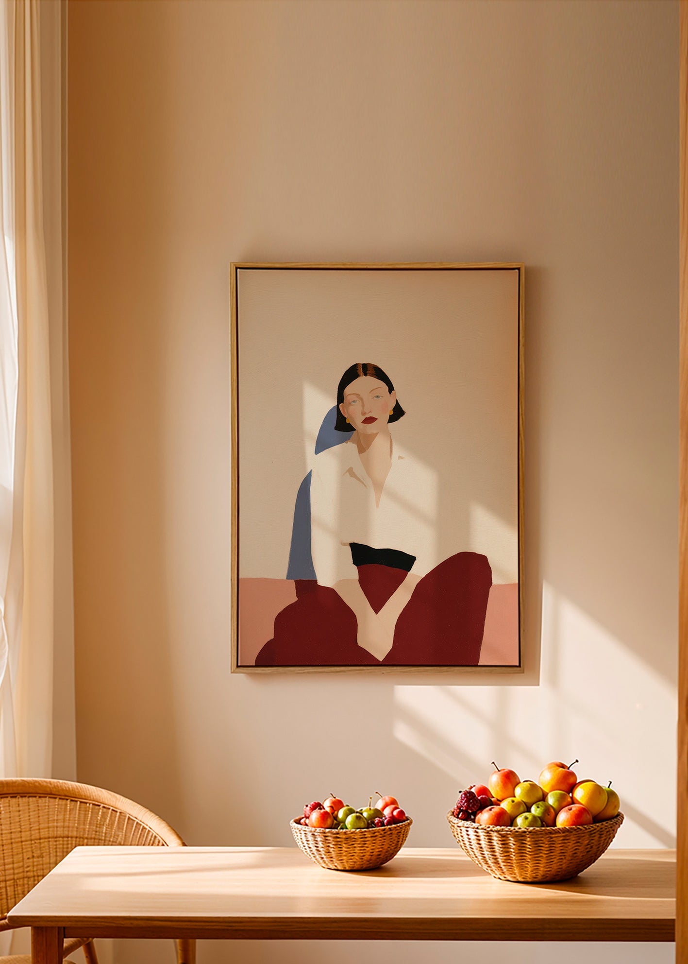 Cuadro minimalista de figura sentada, gesto sereno – Canvas2